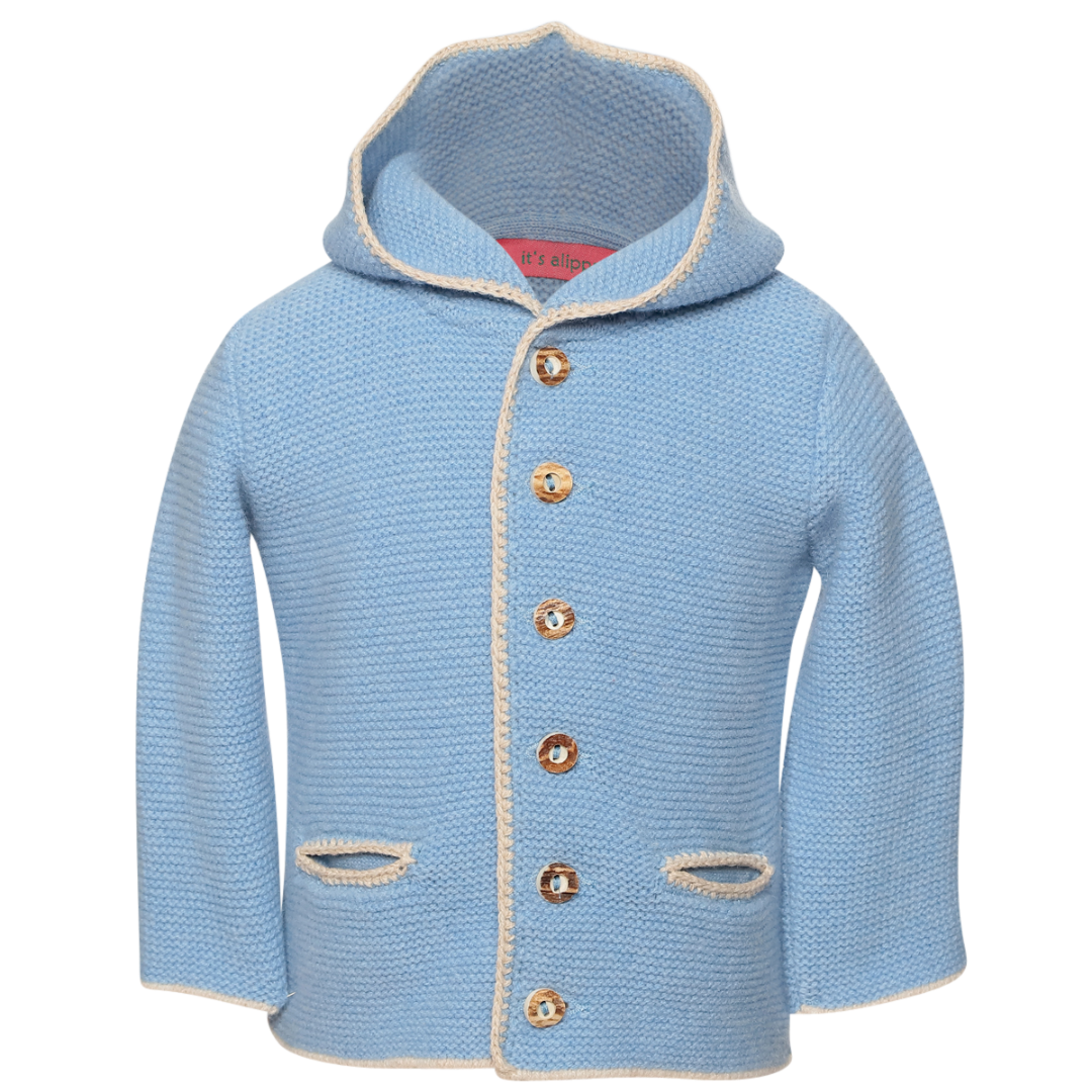 Babystrickjacke mit Kapuze und Quaste - it‘s alippa