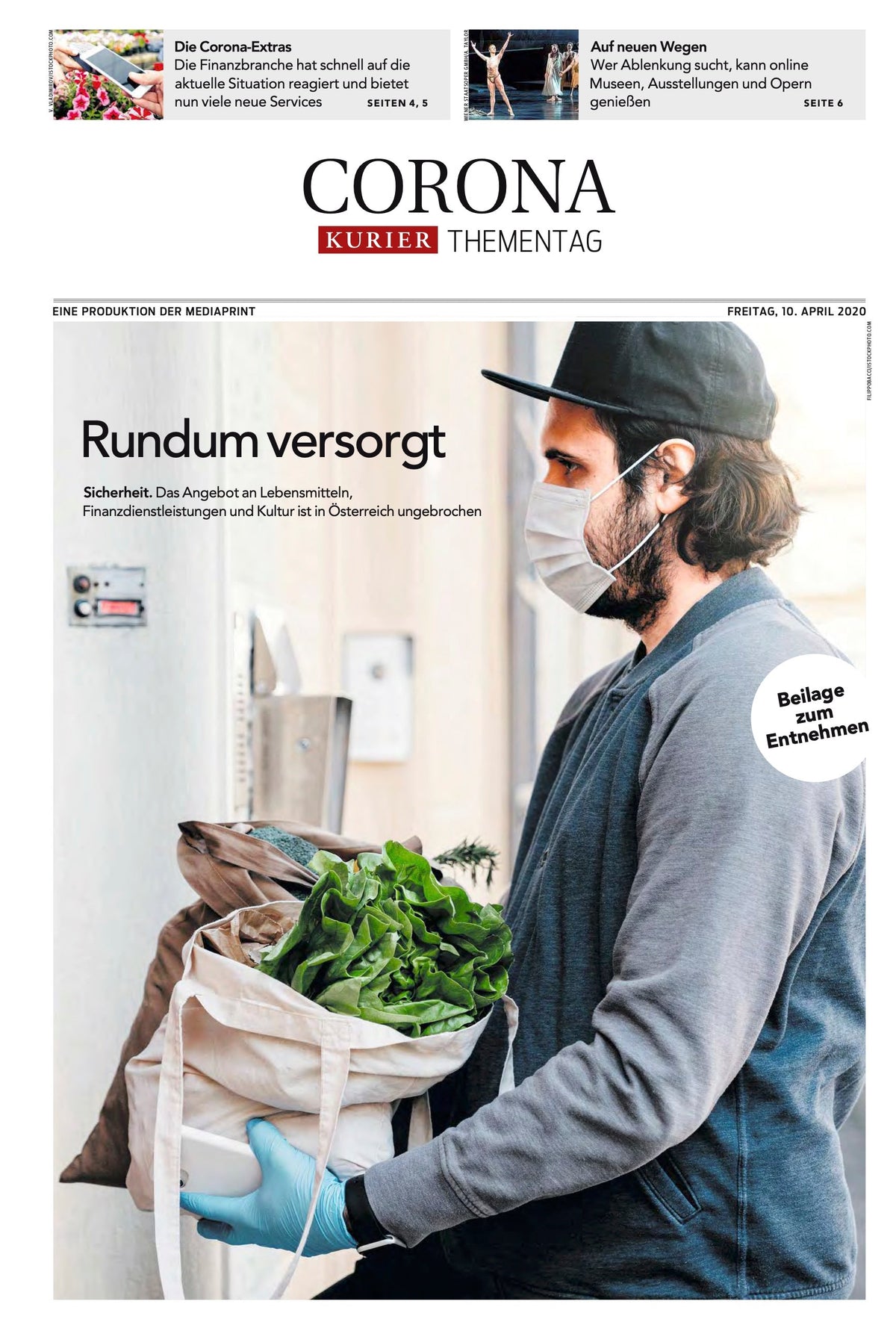 KURIER am 10. April 2020, Sonderbeilage "CORONA - wir sind füreinander da" - it‘s alippa