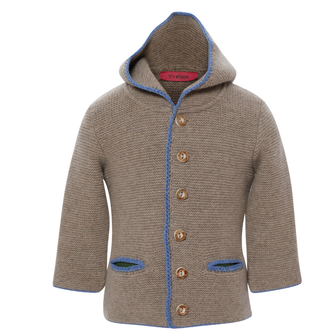Babystrickjacke mit Kapuze und Quaste