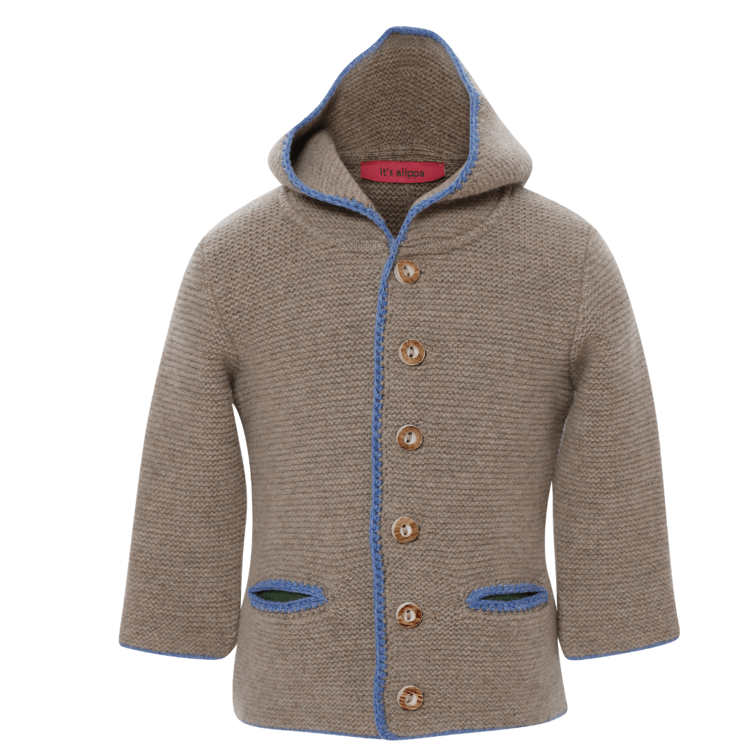 it‘s alippa_Babystrickjacke mit Kapuze und Quaste - Kinderstrickjacke